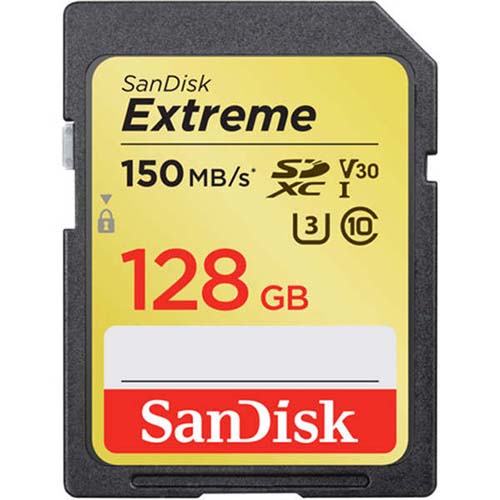 کارت حافظه SDXC سن دیسک مدل Extreme V30 کلاس 10 استاندارد UHS-I U3 سرعت 150mbps ظرفیت 128 گیگابایت