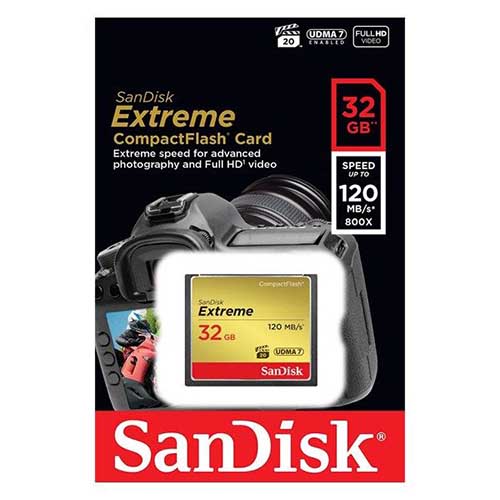 کارت حافظه CompactFlash سن دیسک مدل Extreme سرعت 800X 120MBps ظرفیت 32 گیگابایت