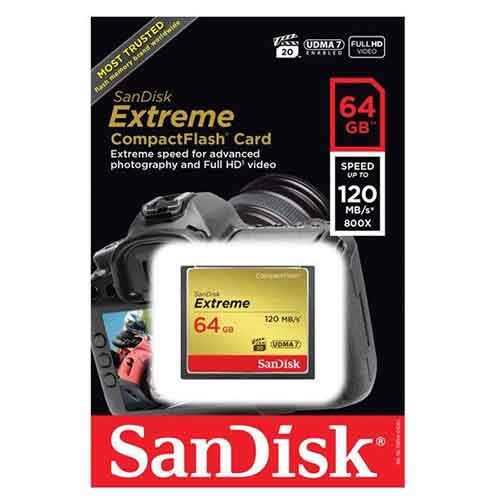 کارت حافظه CompactFlash سن دیسک مدل Extreme سرعت 800X 120MBps ظرفیت 64 گیگابایت