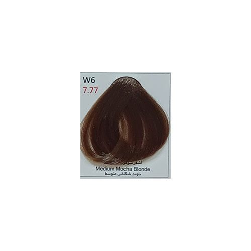 رنگ مو بیس کالر سری شکلاتی شماره W6 حجم 125 میلی لیتر رنگ بلوند شکلاتی متوسط