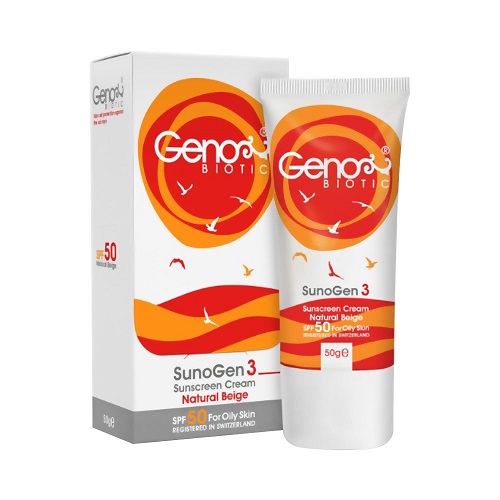 ضد آفتاب بژ طبیعی پوست چرب SPF50 ژنوبایوتیک Genobiotic