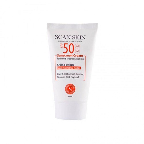 کرم ضد آفتاب بی رنگ اسکن اسکین 40 میلی  مناسب پوست های نرمال تا مختلط با SPF50