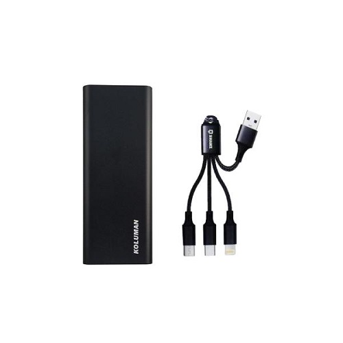 شارژر همراه کلومن مدل KP-125 ظرفیت 20000 میلی آمپر ساعت به همراه کابل تبدیل microUSB / لایتنینگ / USB-C