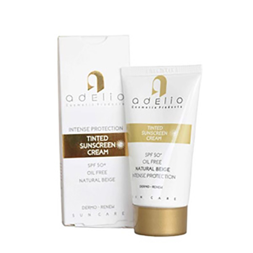 کرم ضد آفتاب فاقد چربی بژ طبیعی SPF50 ادلیو ا ADELIO TINT SUN SCREEN CREAM