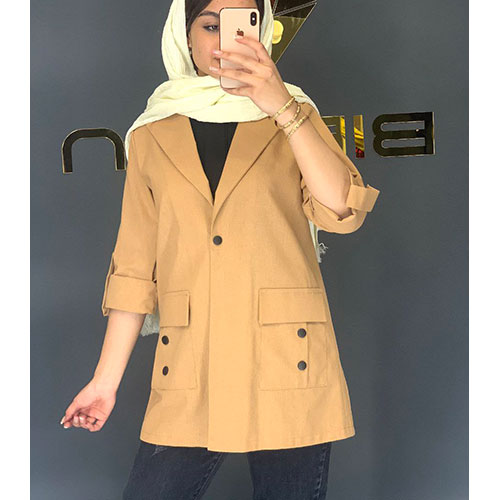 مانتو کتی اسپرت لنین آستین پاکتی رنگ سبز بیریوان