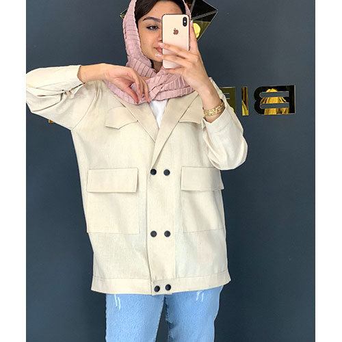 مانتو اسپرت دخترانه لنین رنگ سفید بیریوان