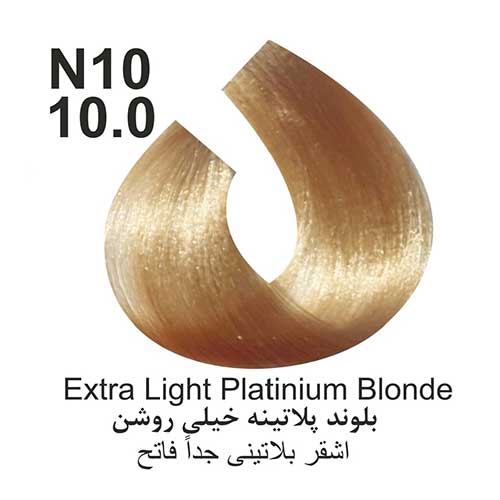 رنگ مو کاترومر سری طبیعی شماره n10 حجم 100 میلی لیتر رنگ بلوند پلاتینه خیلی روشن