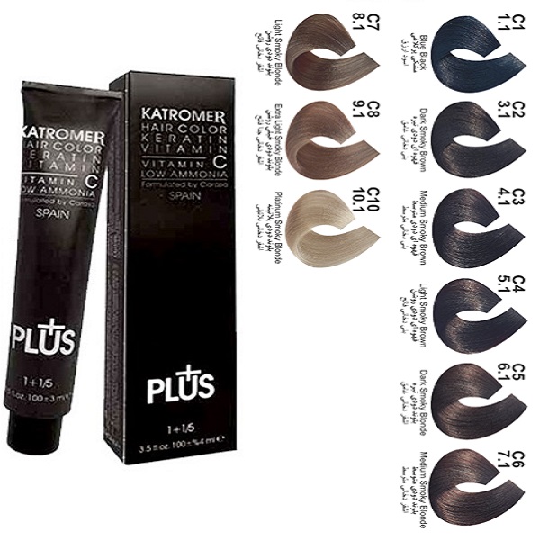 رنگ مو کاترومر سری دودی  شماره c4 حجم 100 میلی لیتر رنگ قهوه ای دودی روشن