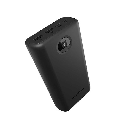پاور بانک فست شارژ 30000 میلی آمپر پاورولوژی مدل PPBCHA07-BK 45W بهمراه کابل تایپ سی به تایپ سی بطول 1 متر