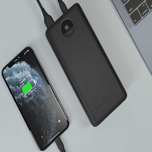 پاور بانک فست شارژ 30000 میلی آمپر پاورولوژی مدل PPBCHA07-BK 45W بهمراه کابل تایپ سی به تایپ سی بطول 1 متر