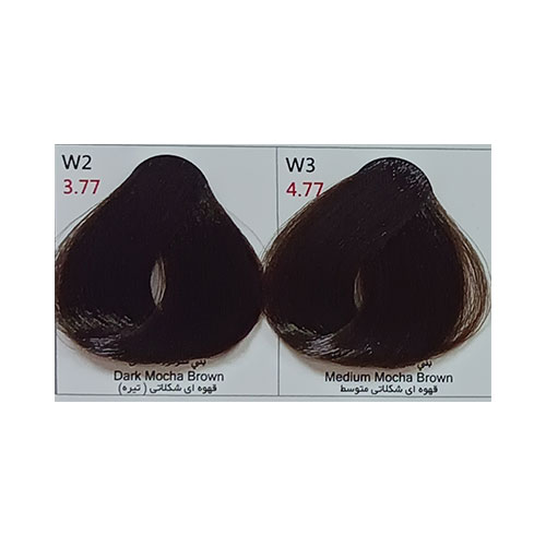 رنگ مو بیس کالر سری شکلاتی شماره W2 حجم 125 میلی لیتر رنگ قهوه ای شکلاتی