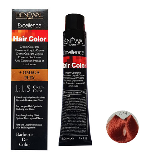 رنگ مو رنوال شماره 7.44 حجم 150 میلی لیتر رنگ بلوند مسی قوی