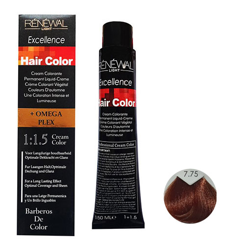 رنگ مو رنوال شماره 7.75 حجم 150 میلی لیتر رنگ بلوند فندقی متوسط