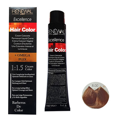 رنگ مو رنوال شماره 8.00 حجم 150 میلی لیتر رنگ بلوند روشن قوی