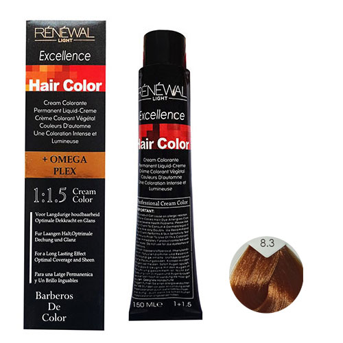 رنگ مو رنوال شماره 8.3 حجم 150 میلی لیتر رنگ بلوند طلایی روشن