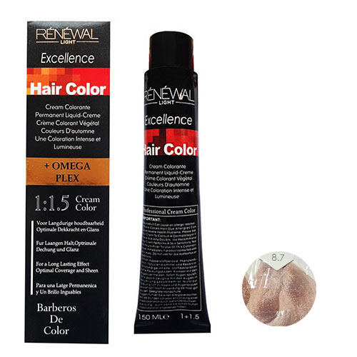 رنگ مو رنوال شماره 8.7 حجم 150 میلی لیتر رنگ بلوند شکلاتی روشن