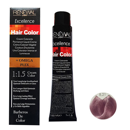 رنگ مو رنوال شماره 8.21 حجم 150 میلی لیتر رنگ بلوند خاکستری بنفش روشن
