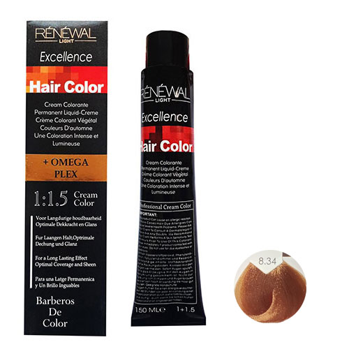 رنگ مو رنوال شماره 8.34 حجم 150 میلی لیتر رنگ تنباکویی روشن