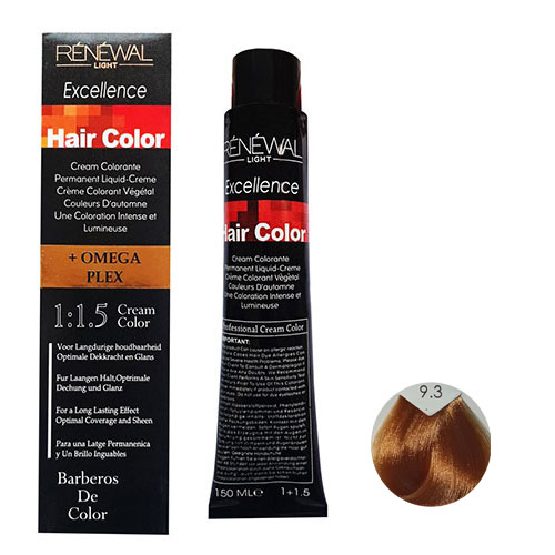 رنگ مو رنوال شماره 9.3 حجم 150 میلی لیتر رنگ بلوند طلایی خیلی  روشن