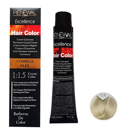 رنگ مو رنوال شماره 10.8 حجم 150 میلی لیتر رنگ بلوند زیتونی پلاتینه