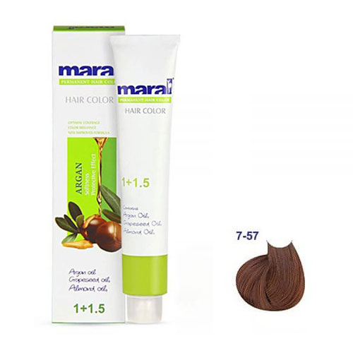 رنگ مو مارال سری عسلی حجم 100 میلی لیتر شماره 7.57 رنگ بلوند عسلی متوسط