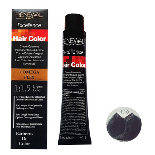 رنگ مو رنوال شماره 1.10 حجم 150 میلی لیتر رنگ مشکی پرکلاغی