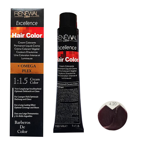 رنگ مو رنوال شماره 4.20 حجم 150 میلی لیتر رنگ شرابی بادمجانی تیره