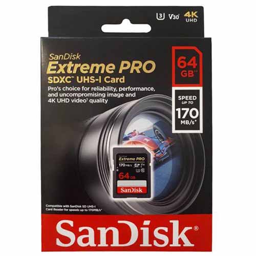 کارت حافظه SD سندیسک مدل SD Card 64GB 170mbs ظرفیت 64 گیگابایت
