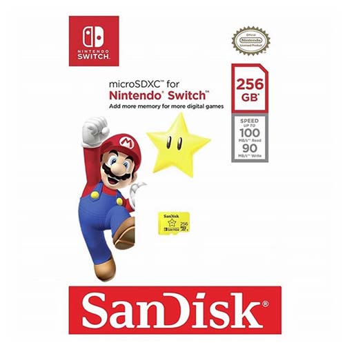 کارت حافظه microSDXC سن دیسک مدل Nintendo Switch کلاس I استاندارد UHS-I سرعت 100MBps ظرفیت 256 گیگابایت