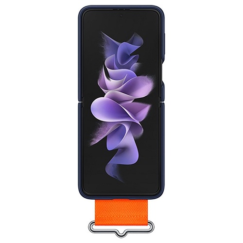 کاور سامسونگ مدل Silicone Cover With Strap مناسب برای گوشی موبایل سامسونگ Galaxy Z FLIP3 5G به همراه بند نگهدارنده