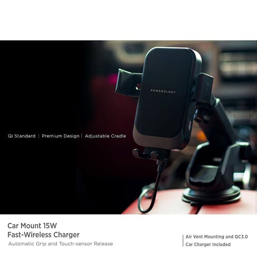 پایه نگهدارنده و شارژر بی سیم گوشی موبایل پاورولوجی مدل CM15W