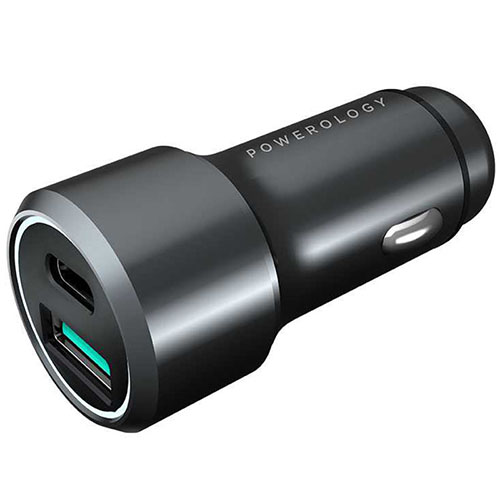 شارژر فندکی پاورولوجی مدل PQCPDCCCBK به همراه کابل USB-C