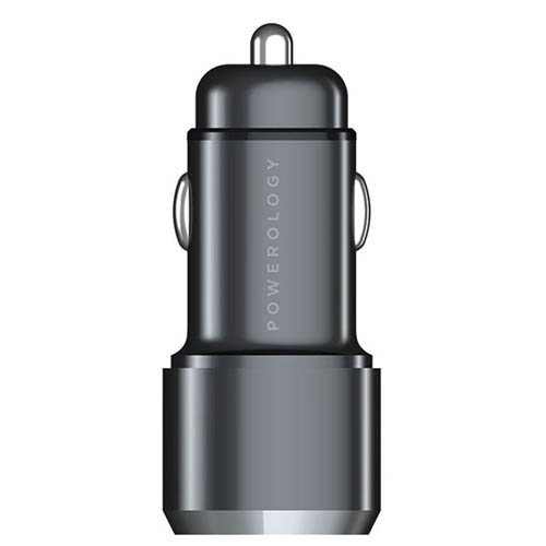 شارژر فندکی پاورولوجی مدل PQCPDCCCBK به همراه کابل USB-C