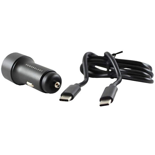 شارژر فندکی پاورولوجی مدل PQCPDCCCBK به همراه کابل USB-C