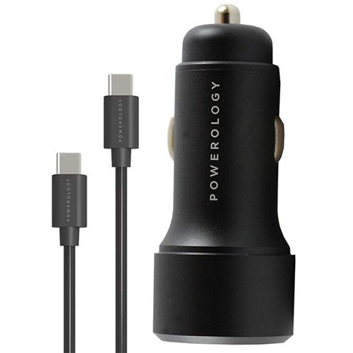 شارژر فندکی پاورولوجی مدل PQCPDCCCBK به همراه کابل USB-C
