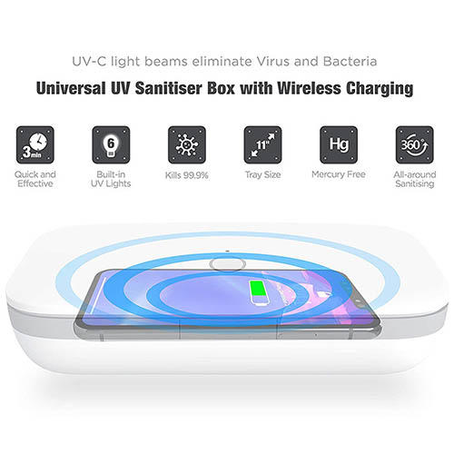 دستگاه ضدعفونی کننده و شارژر بیسیم گوشی موبایل پاورولوجی مدل PWLUVWH