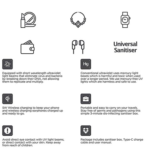 دستگاه ضدعفونی کننده و شارژر بیسیم گوشی موبایل پاورولوجی مدل PWLUVWH