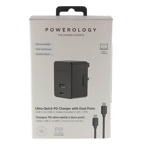 شارژر دیواری پاورولوجی مدل Power Expert به همراه کابل تبدیل لایتنینگ