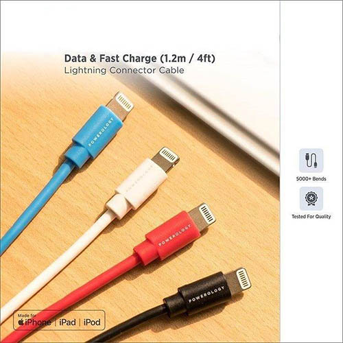 کابل تبدیل USB به لایتنینگ پاورولوجی مدل P3BLBK طول 3 متر