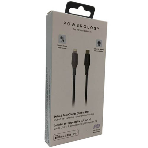 کابل تبدیل USB-C به لایتنینگ پاورولوجی مدل P12CLV2BK طول 1.2 متر