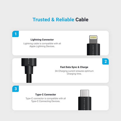 کابل تبدیل USB-C به لایتنینگ مدل P025BCLBK طول 0.25 متر