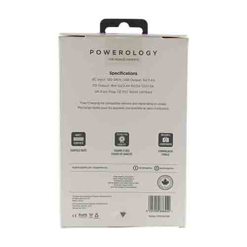 شارژر دیواری پاورولوجی مدل PPDUKCBK به همراه کابل تبدیل لایتنینگ