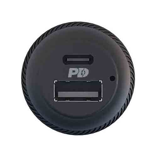 شارژر فندکی پاورولوجی مدل PPDCCLBK به همراه کابل تبدیل لایتنینگ