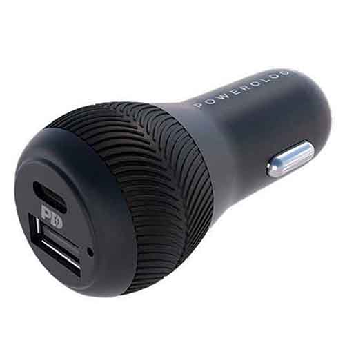 شارژر فندکی پاورولوجی مدل PPDCCLBK به همراه کابل تبدیل لایتنینگ