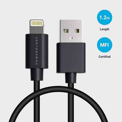 کابل تبدیل USB به لایتنینگ پاورولوجی مدل p12blbl طول 1.2 متر