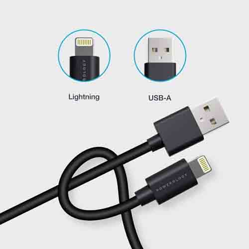کابل تبدیل USB به لایتنینگ پاورولوجی مدل p12blbl طول 1.2 متر