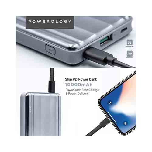 شارژر همراه پاورولوژی مدل P10QCPDGY ظرفیت 10000 میلی آمپر ساعت