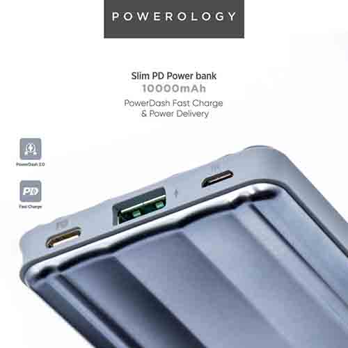 شارژر همراه پاورولوژی مدل P10QCPDGY ظرفیت 10000 میلی آمپر ساعت