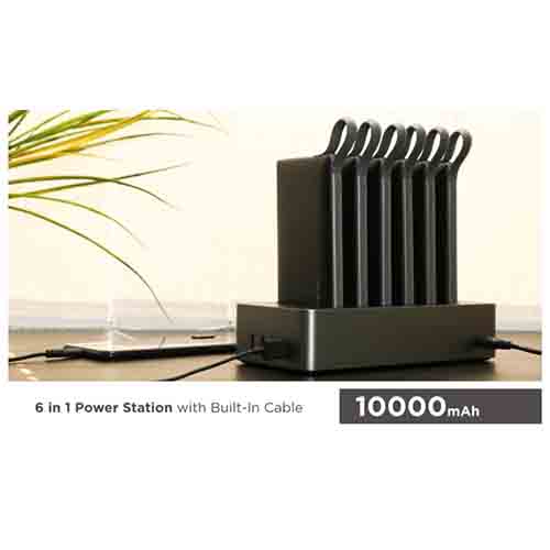 شارژر همراه پاورولوژی مدل PPBCHA01 ظرفیت 10000 میلی آمپر مجموعه 6 عددی به همراه پایه شارژ