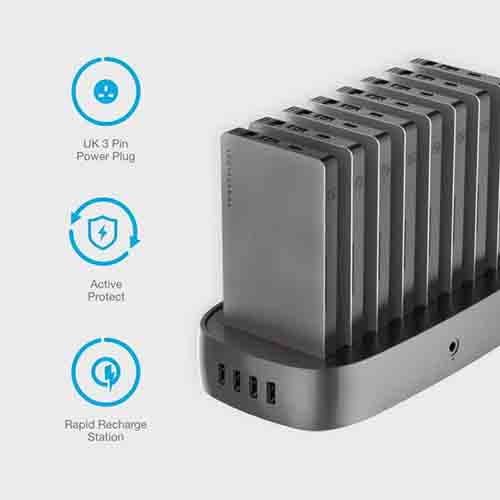 شارژر همراه پاورولوجی مدل P8X8PSPK ظرفیت 8000 میلی آمپر ساعت مجموعه 8 عددی به همراه پایه شارژ